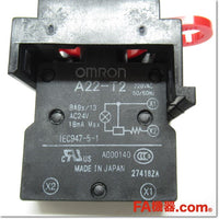 Japan (A)Unused,M22-CW-T2 φ22/25mm共用 表示灯 AC200/220V 正方形 突出形 白,Indicator <Lamp>,OMRON