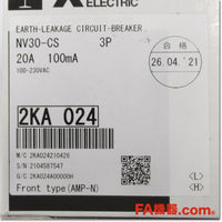 Japan (A)Unused,NV30-CS 3P 20A 100mA 漏電遮断器,Earth Leakage Breaker 3-Pole,MITSUBISHI