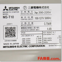 Japan (A)Unused,MS-T10 AC100V 2.8-4.4A 1a Electrical Switch,Irreversible Type Electromagnetic Switch,MITSUBISHI 