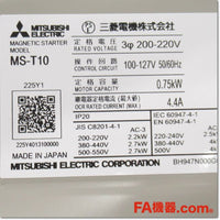 Japan (A)Unused,MS-T10 AC100V 2.8-4.4A 1a 箱入り電磁開閉器,Irreversible Type Electromagnetic Switch,MITSUBISHI