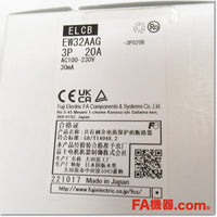 Japan (A)Unused,EW32AAG-3P020 Japanese 3P 20A 30mA,Earth Leakage Breaker 3-Pole,Fuji 