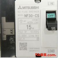 Japan (A)Unused,NF30-CS 3P 15A AX-1LS SLT ノーヒューズ遮断器 補助スイッチ付き,MCCB 3 Poles,MITSUBISHI