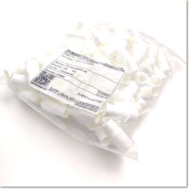 V-22 White fishtail cover, specs 1 bag = 100 pcs., Bandex – Thai.FAkiki.com