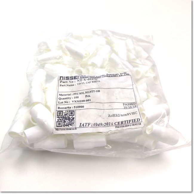 V-22 White fishtail cover, specs 1 bag = 100 pcs., Bandex – Thai.FAkiki.com