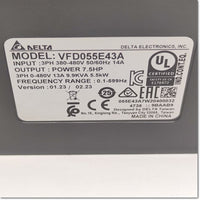 VFD055E43A Inverter specs 3PH 400V, DELTA 